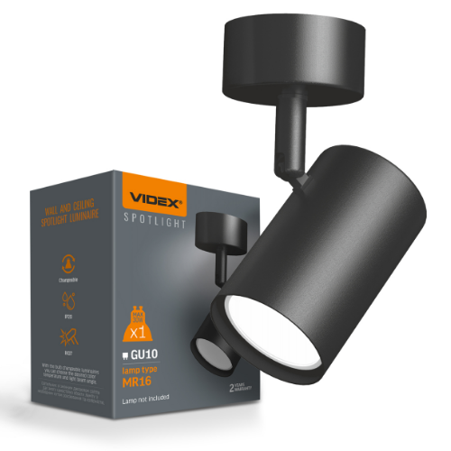 LED Світильник накладний під лампу GU10 поворотний VL-SPF05B-BFB Videx
