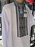 Чоловіча вишиванка розмір 58  ручної роботи довгий рукав біле домоткане полотно, фото 2