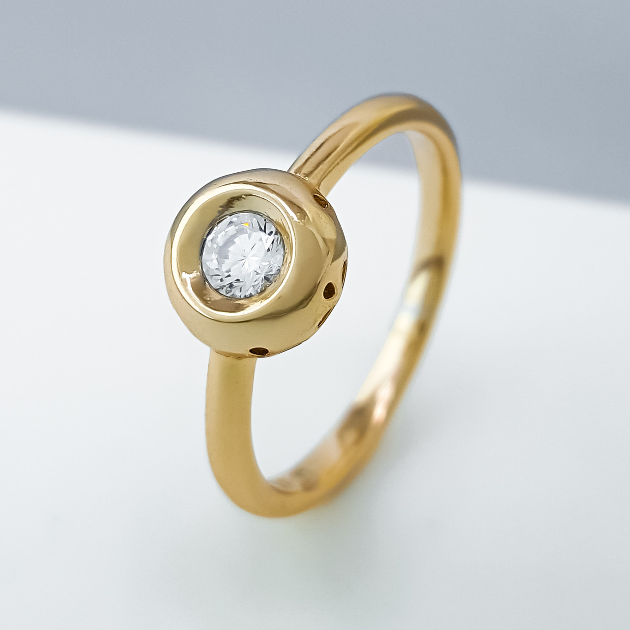 Кільце "Класика" із вставкою цирконію; р.17,5; р.18; р.19 медичне золото Xuping 18К, фото 1