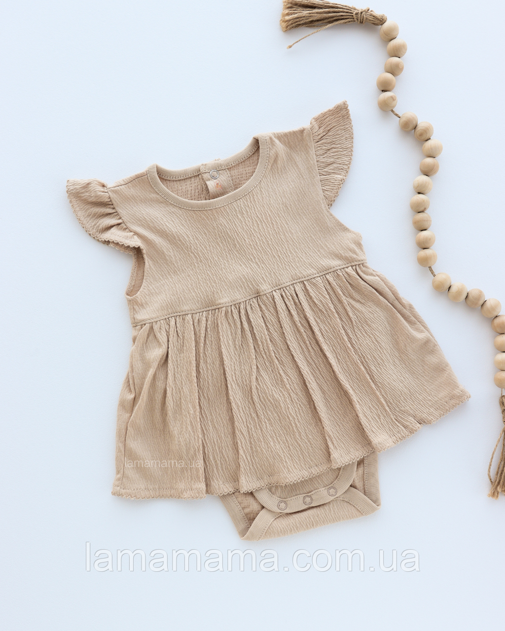 Сукня-боді літня для дівчинки Кулір жатка Бежевий, фото 1