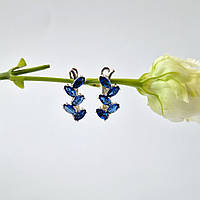 Срібні сережки Гілочка із Синіми каменями срібло 925 проби Родоване с2фс/389 5.20г