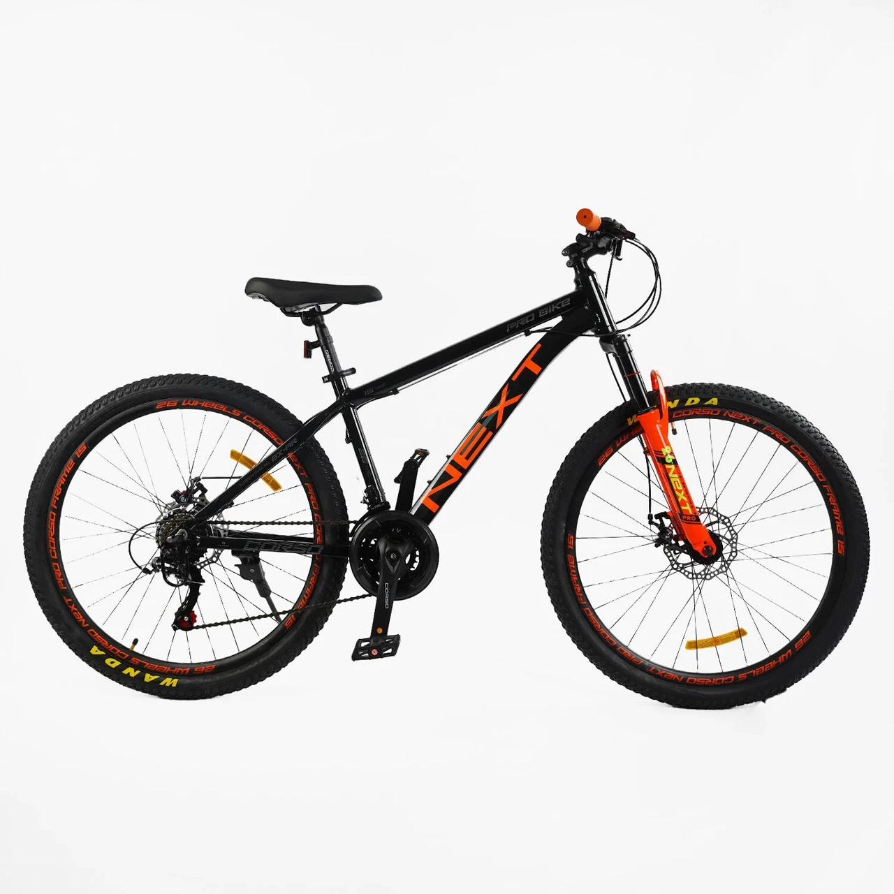 Велосипед гірський спортивний 26" CORSO Next NX-26505 чорно-помаранчевий на рост 145-160 cм