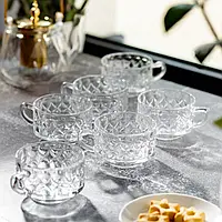 Набір 6 скляних чашок по 270 мл на подарунок кружки для дому кафе та ресторану