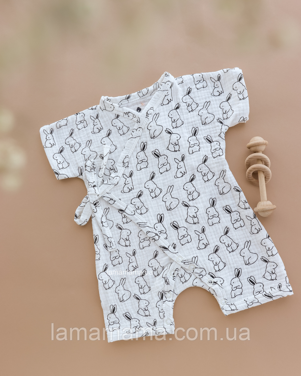 Мусліновий пісочник кімоно для малят Зайчики Muslin Baby