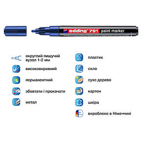 Маркер Paint e-791 1-2 мм круглий синій, фото 3