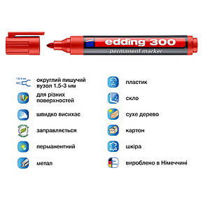 Маркер Permanent e-300 1,5-3 мм круглий червоний, фото 3
