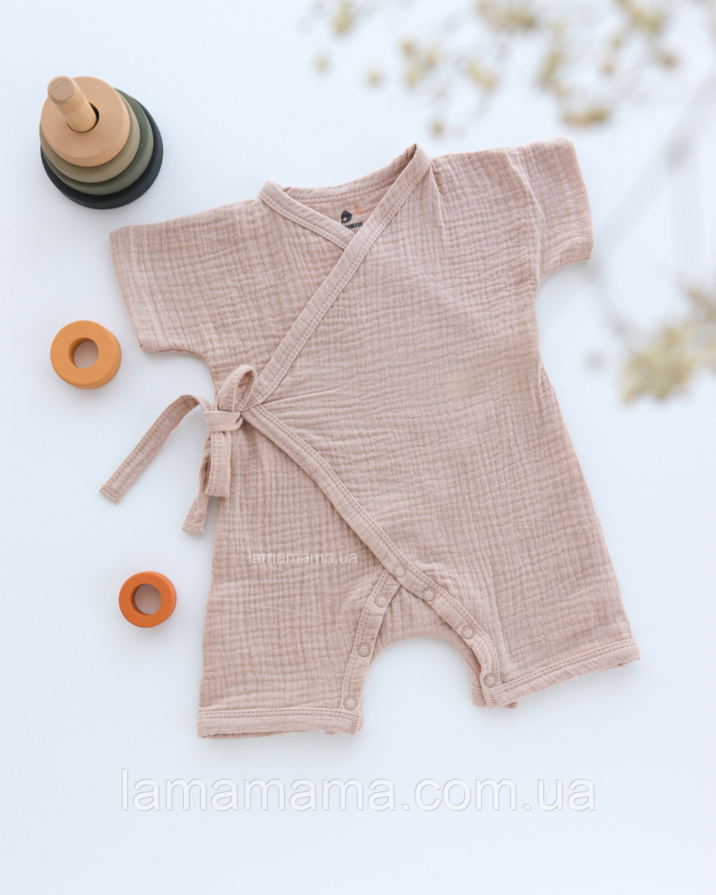 Мусліновий пісочник кімоно для малят Бежевий Muslin Baby