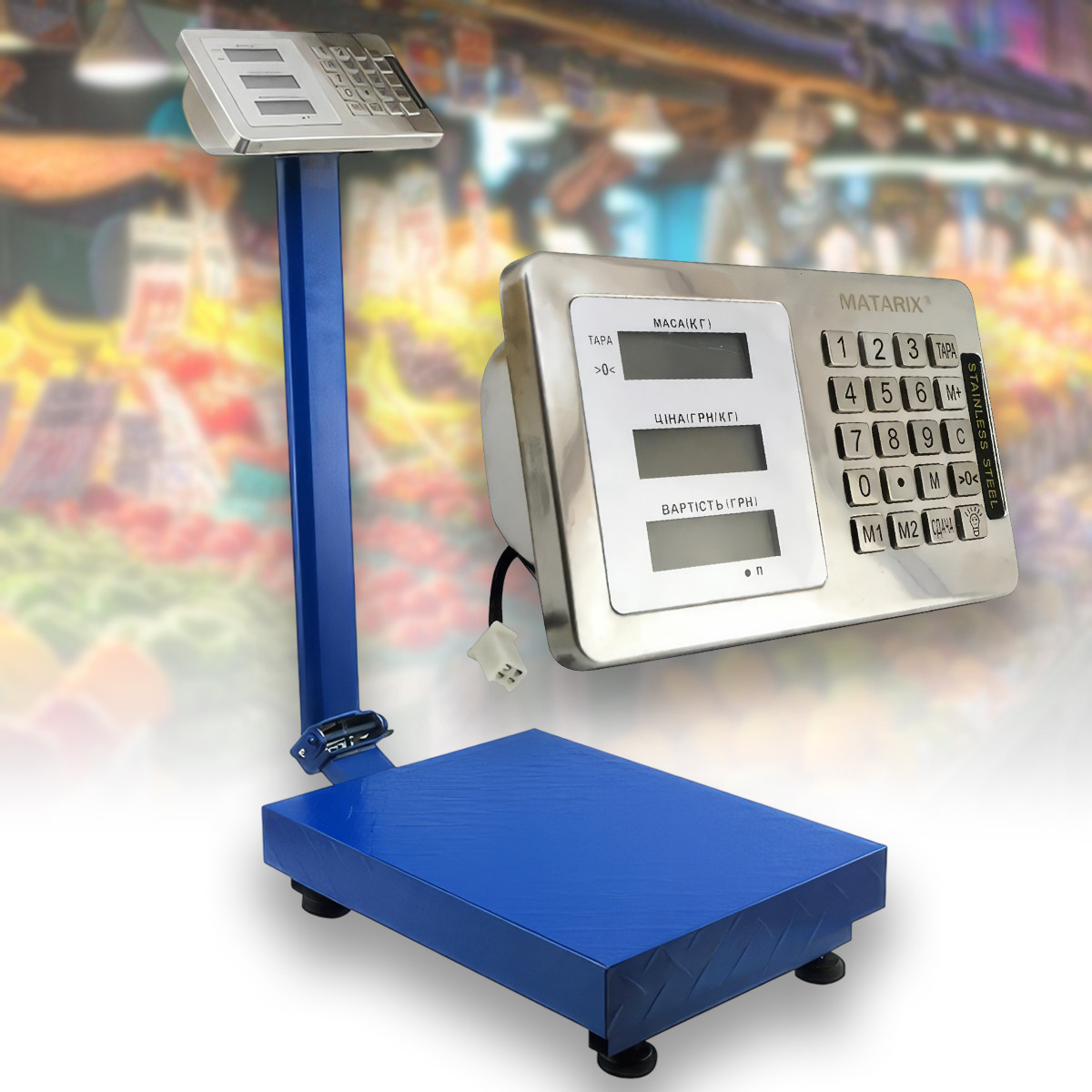 Електронна торгова вага до 150 кг на акумуляторі з платформою 30х40 см MATARIX MX-421, фото 1