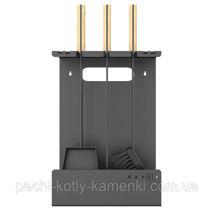 Набір для чистки каміну 28х53х10 см SAVEN Set 3 L white: совок, кочерга, щітка (на підлогу/на стіну)
