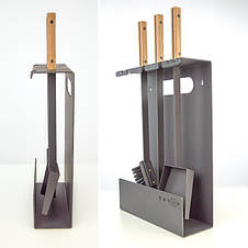 Набір для чистки каміну 28х53х10 см SAVEN Set 3 L white: совок, кочерга, щітка (на підлогу/на стіну), фото 2