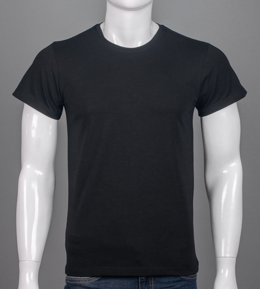 Футболка 100% Х/Б Однотонна 4300м (Уп.4шт M-XXL), Чорний