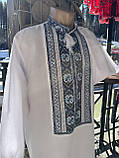 Чоловіча вишиванка розмір 52  ручної роботи довгий рукав біле домоткане полотно, фото 5