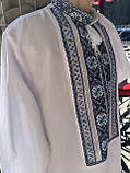 Чоловіча вишиванка розмір 52  ручної роботи довгий рукав біле домоткане полотно, фото 4