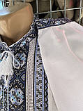 Чоловіча вишиванка розмір 52  ручної роботи довгий рукав біле домоткане полотно, фото 6