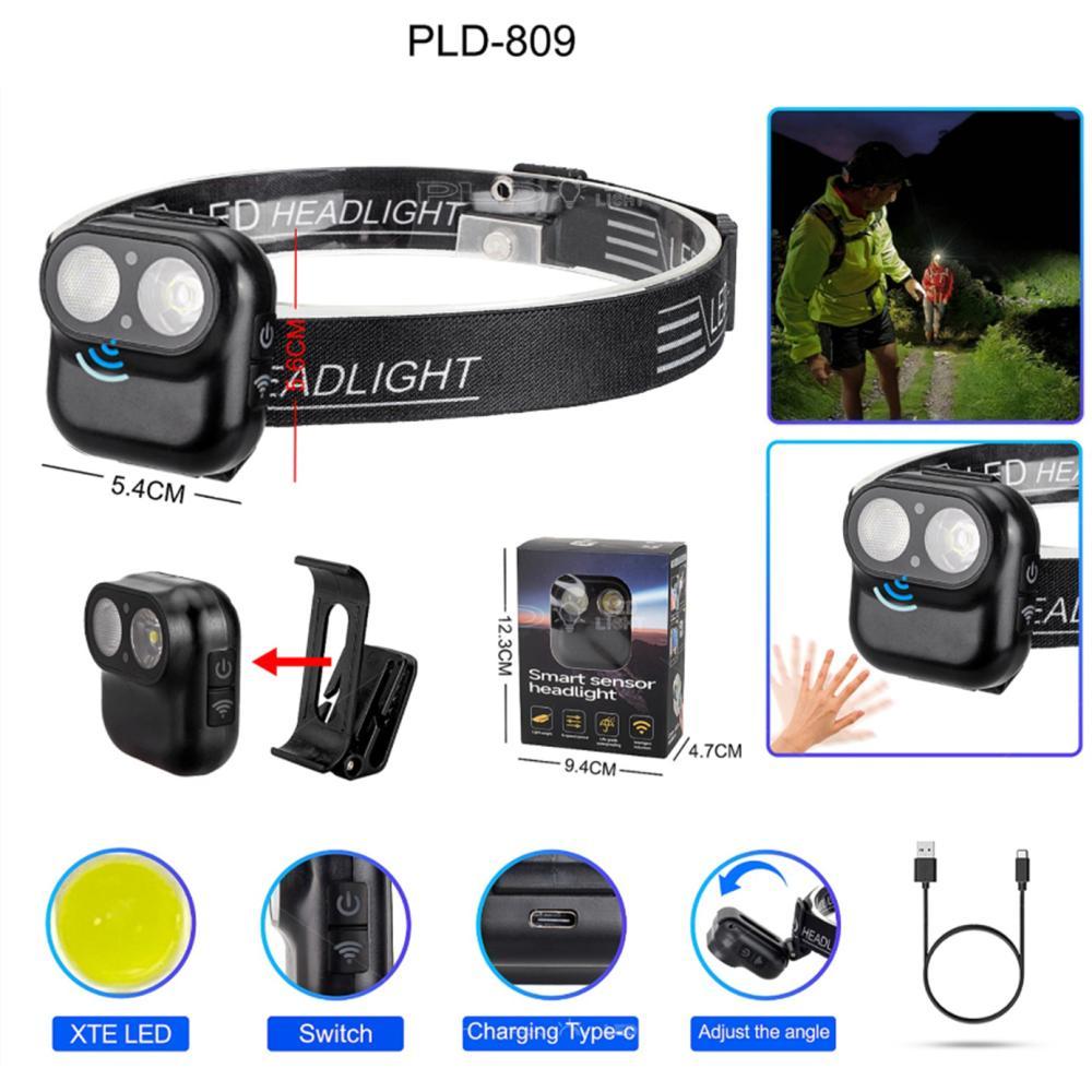 Ліхтар налобний W809-2XTE, Motion Sensor, Li-Ion акумулятор, ЗП Type-C, магніт, кліпса