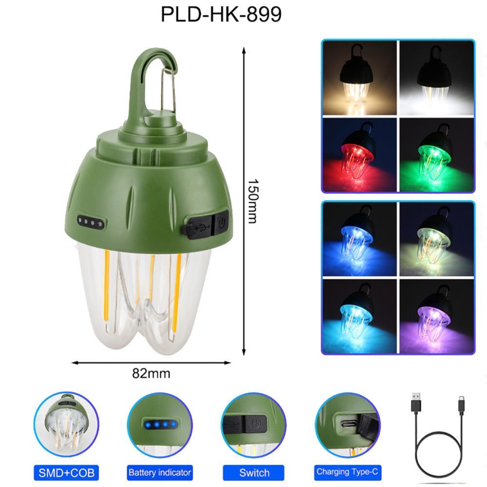 Ліхтар кемпінг 899-SMD (RGB)+COB вольфрамова лампа, Li-Ion акум., сонячна панель, ЗП Type-C, гак