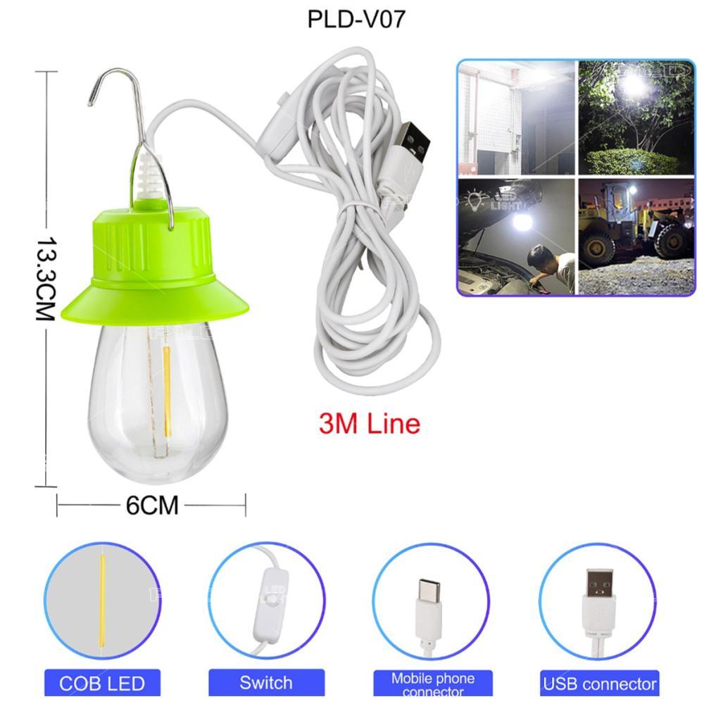 LED-лампа V07-COB, кабель 3 м, гак, живлення від USB/Type-C