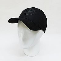 Кепка стон айленд (stone island) чорного кольору з чорною вишивкою ZE20026-8