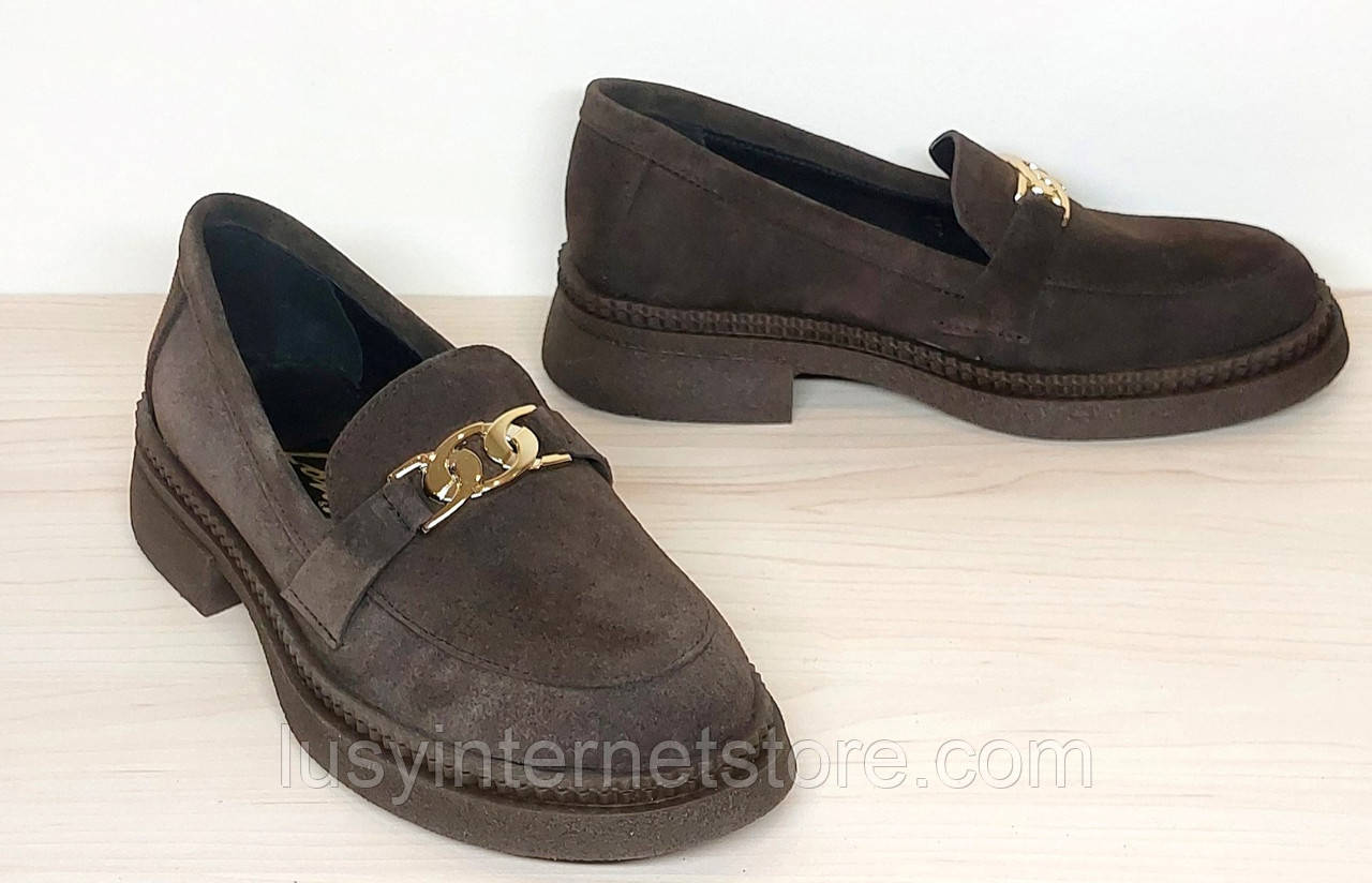 Туфлі жіночі лофери замшеві від виробника модель ЛОН25-149-3, фото 1