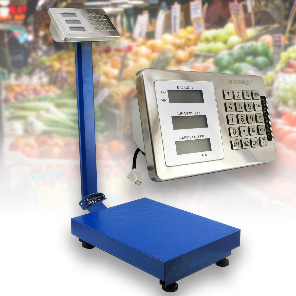Торгові електронні ваги до 350 кг на акумуляторі з платформою 50х40 см MATARIX MX-423, фото 1
