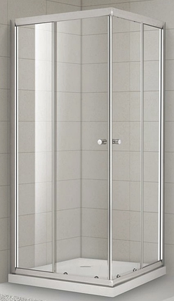 Душова кабіна Veronis KNS-15-00 90х90х190 см без піддону хром прозоре скло розсувні двері, фото 1