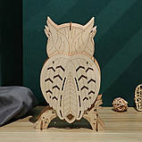 Конструктор Robotime 3D пазл дерев'яний модель Годинники Сова ROKR Owl Clock Mechanical LG802, фото 5
