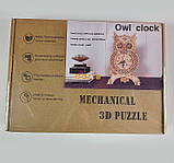 Конструктор Robotime 3D пазл дерев'яний модель Годинники Сова ROKR Owl Clock Mechanical LG802, фото 11