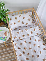 Постільна білизна 3в1 в дитяче ліжечко 120 х 60 см польська бавовна Ведмедики