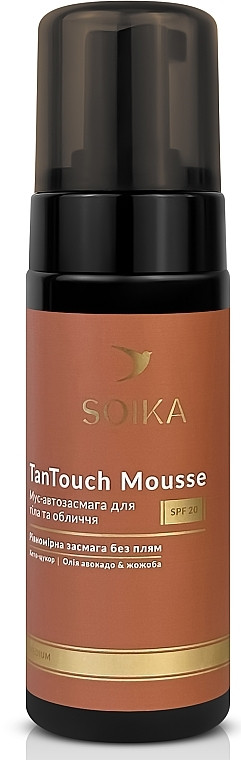 Мус-автозасмага для тіла та обличчя SPF20 Soika TanTouch Mousse Medium, фото 1