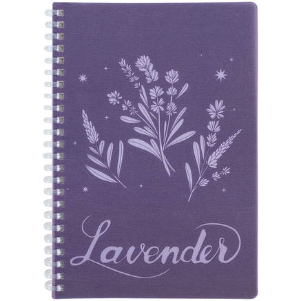 Блокнот на спіралі пласт. обкл., А5, 80 арк.,кл., Lavender 4, фото 1