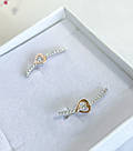 Срібні сережки кафи жіночі з білим цирконом та золотом "Елеганс" Стильні сережки кафф зі срібла 925 проби, фото 4