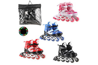 2502 RL Ролики колеса PVC розмір M (34-37), 4 кольори в сумці