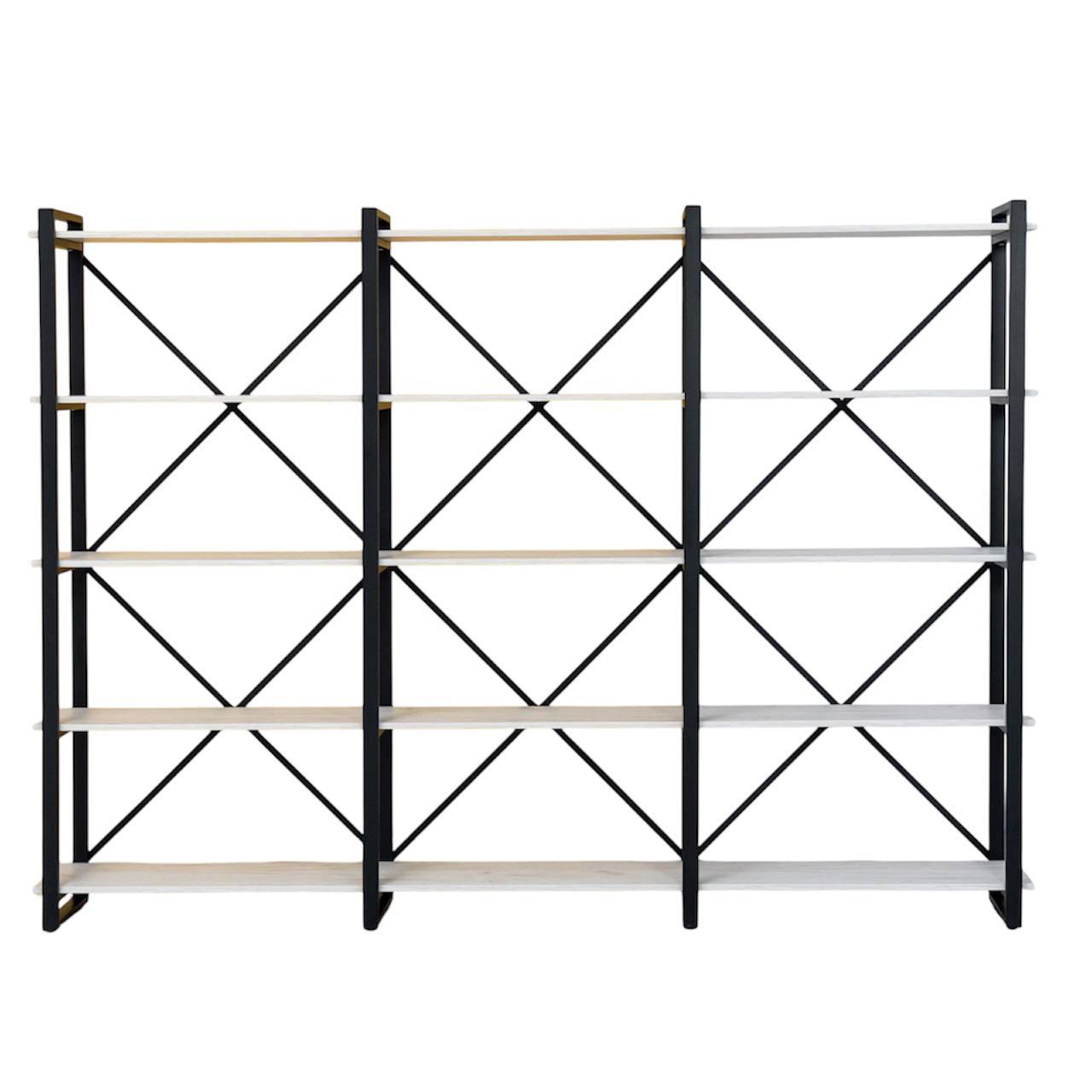 Стелаж Лофт вузький 180*250*35 см для книг та документів, 3 секції. Відкриті книжкові полиці, меблі у стилі Loft, фото 1