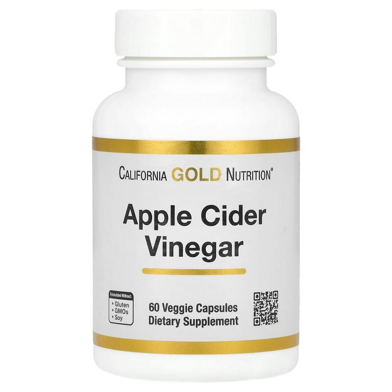 Яблучний оцет Apple Cider Vinegar California Gold Nutrition для здоров'я 60 рослинних капсул, фото 1