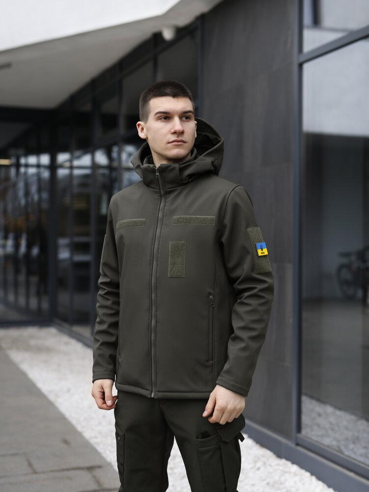 Тактична чоловіча куртка Pobedov Shadow V2/ Водонепроникна куртка SoftShell з капюшоном/ Демісезонна військова вітровка хакі