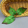 Лист штучний під троянду 3-ка, 17 см - зелений з коричневим, фото 2