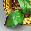 Лист штучний під троянду 3-ка, 17 см - зелений з коричневим, фото 3