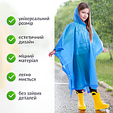 Дитячий дощовик пончо від дощу багаторазовий на кнопках Hechpro Зріст 120-140 см синій (1020), фото 2