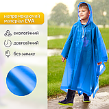 Дитячий дощовик пончо від дощу багаторазовий на кнопках Hechpro Зріст 120-140 см синій (1020), фото 4
