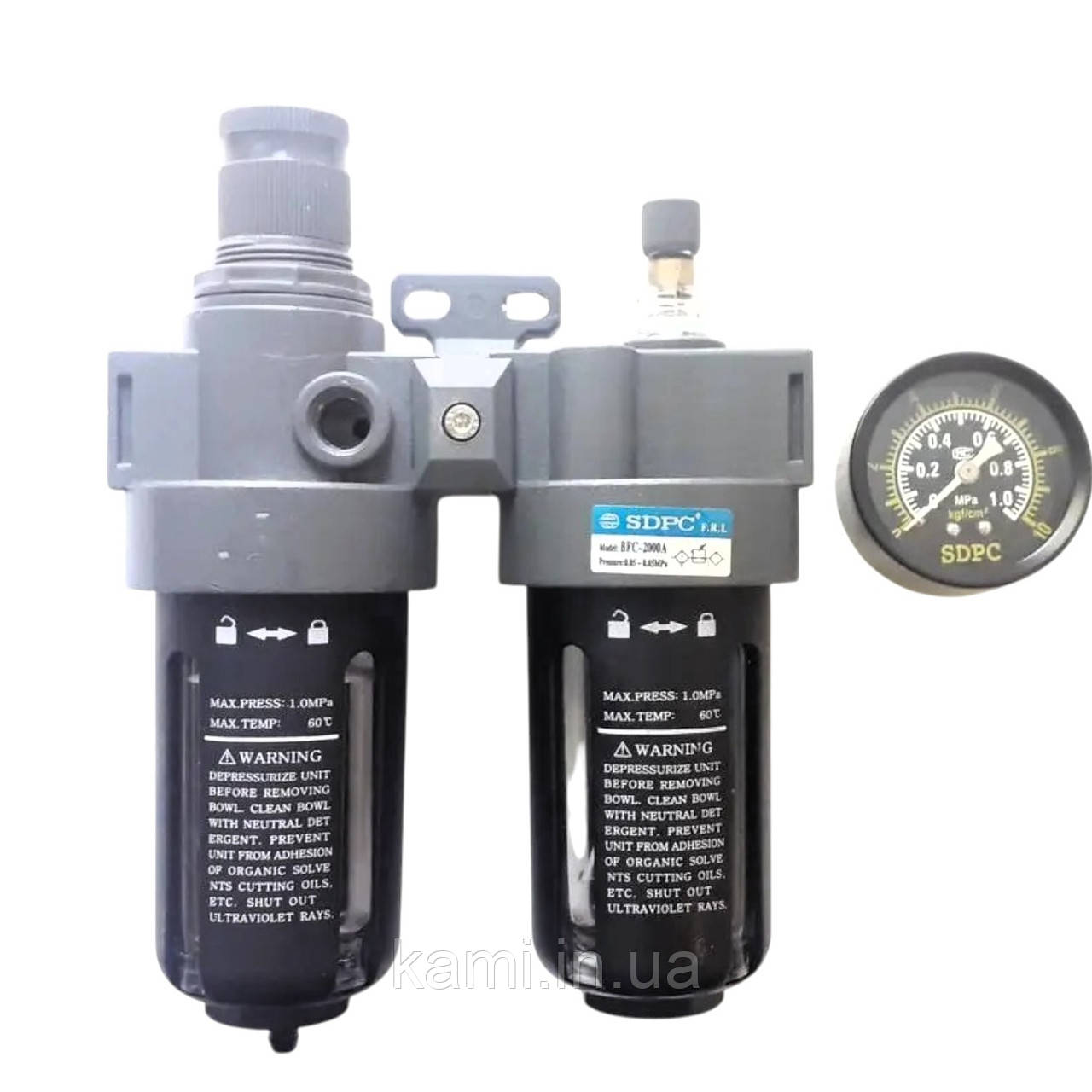 Блок підготовки повітря BFC 2000 A + манометр, фото 1