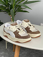 Жіночі замшеві Кросівки Puma-180 White Brown / демісезоні кросівки пума