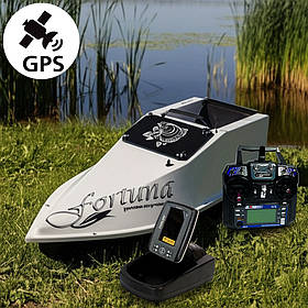 Великий кораблик для риболовлі Фортуна 45000 mAh з GPS (Cortex 6+1), Ехолот Toslon TF520 Білий