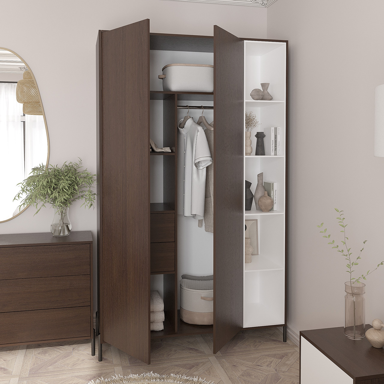 Розпашна шафа Норді на ніжках 2200х1400х500 мм Венге Магія/Білий, фото 1