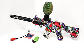 Дитячий автомат на орбізах Silencer Graffiti Red з глушником, що світиться, акумулятор 7.4V