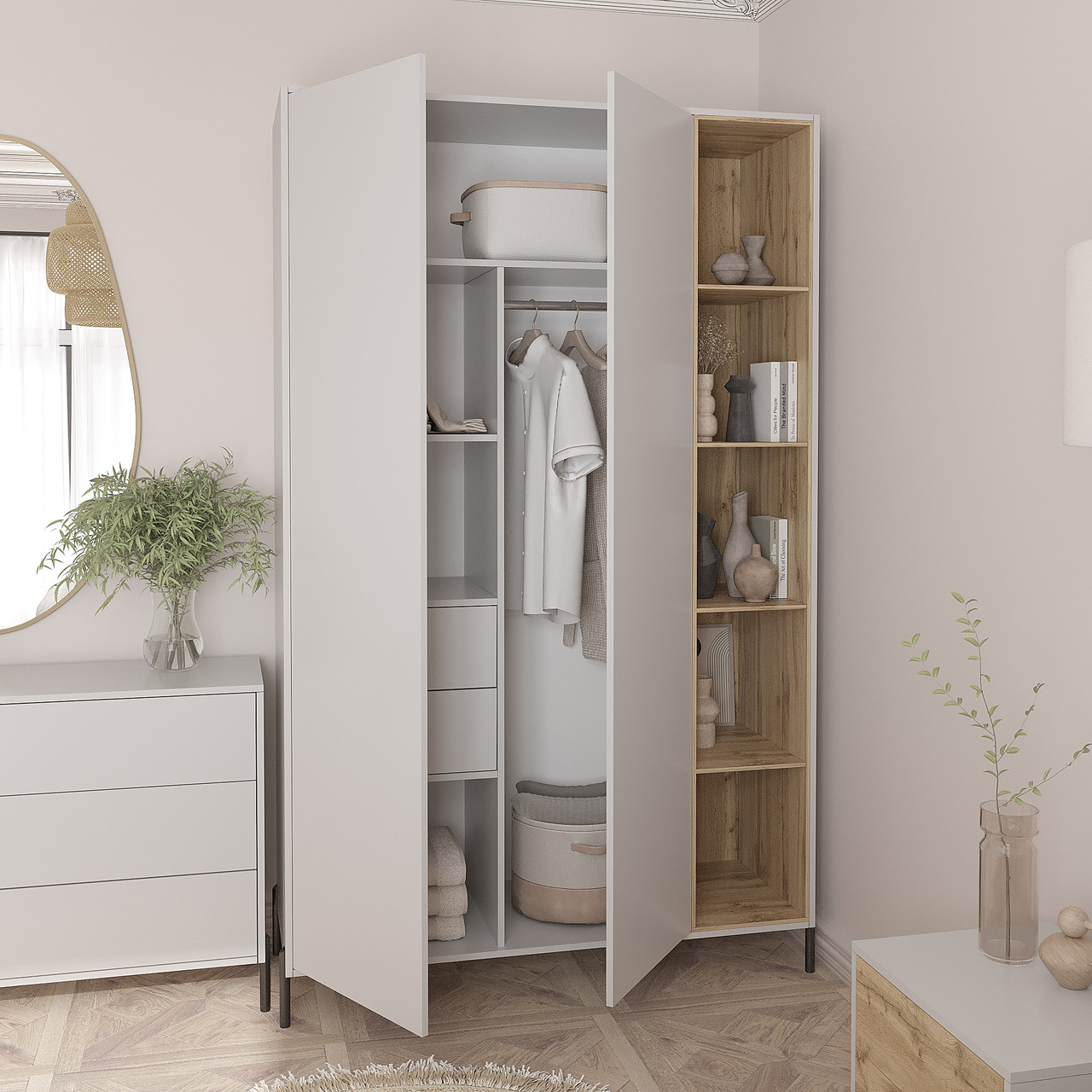 Розпашна шафа Норді на ніжках 2200х1400х500 мм Сірий/Дуб Тахо, фото 1