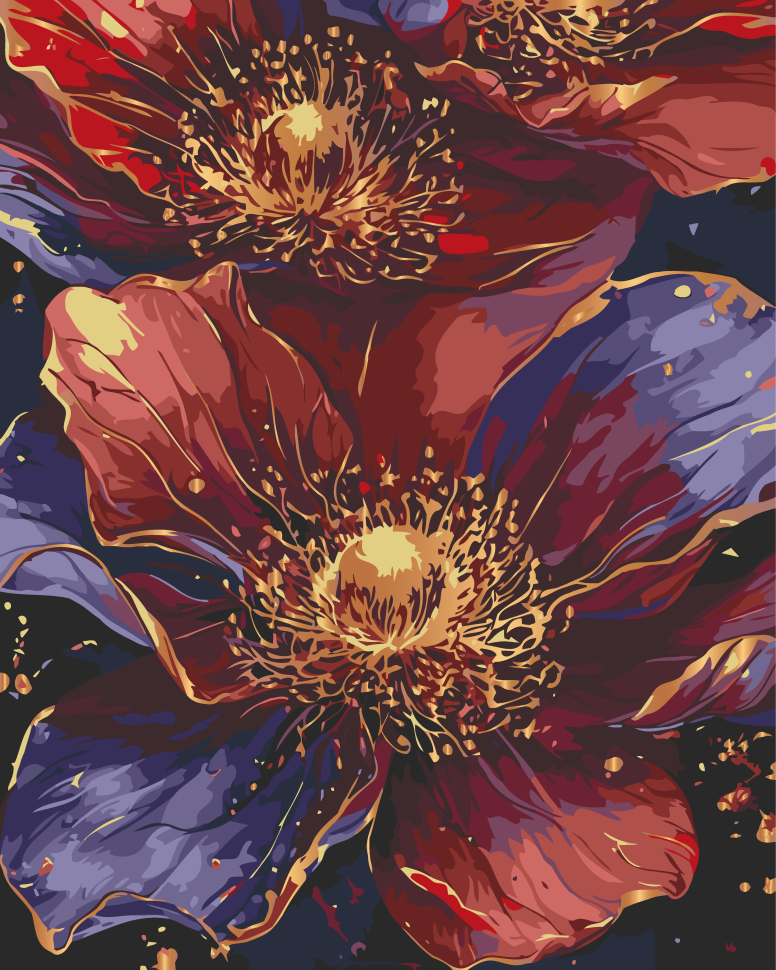 Картина за номерами 40х50 см. Квіт золота  з фарбами металік AC13157, фото 1