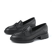 Шкіряні туфлі лофери мокасини класичне повсякденне жіноче взуття великих розмірів 40 41 42 43 44 lOfEr Gu Black BS весна