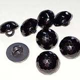 Гудзик глянцевий напівсфера гранений на ніжці чорний13мм, фото 3
