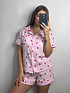 Піжама жіноча МУСЛІН ШОРТИ+СОРОЧКА ЧЕРВОНІ СЕРЦЯ 102/23, фото 2