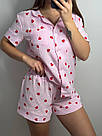 Піжама жіноча МУСЛІН ШОРТИ+СОРОЧКА ЧЕРВОНІ СЕРЦЯ 102/23, фото 7